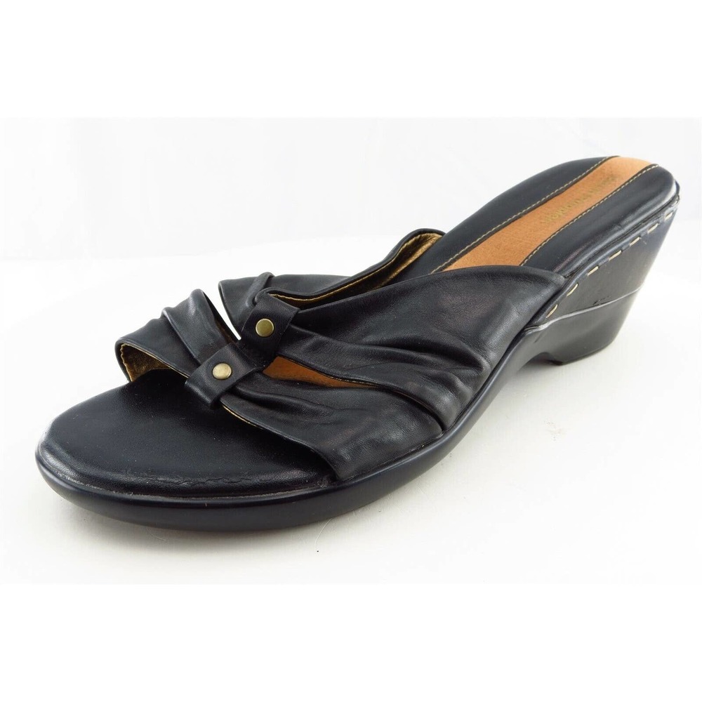 Hush‎ Puppies Size 9.5 M Black Slide Leather Women Sandal Shoes